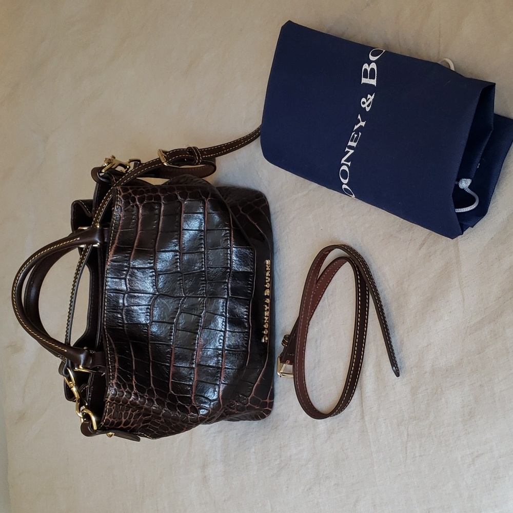 Dooney & Bourke Brown Croc Small Brenna Satchel